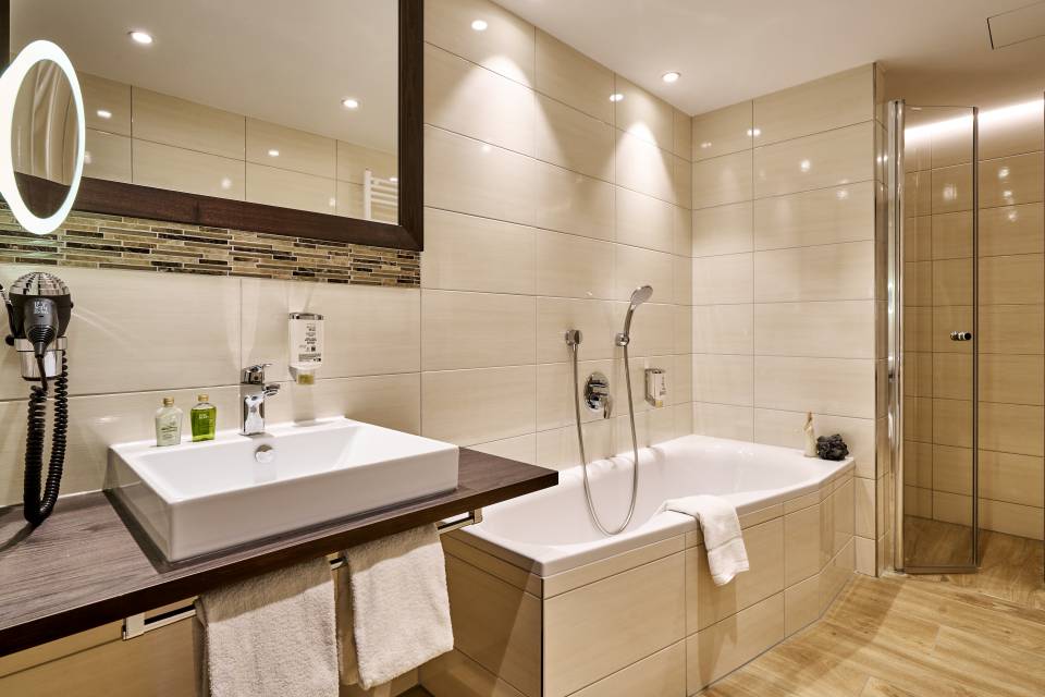 Badezimmer im Hotel Rappen Rothenburg